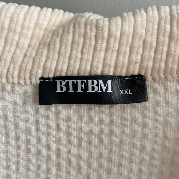 BTFBM Women's Corduroy Cropped Jacket Size XXL Cream White - Picture 7 of 7